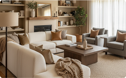 Clean residential living room