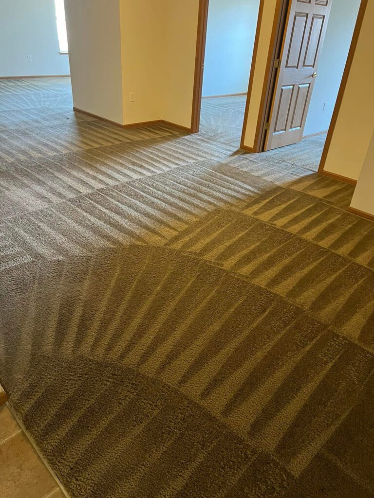 Freshly steamed carpets with visually pleasing lines